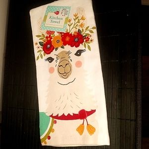 Flower Crown Llama Dish Towel (single)